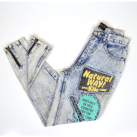 Vintage Denim - Vintage High Waist Grunge Acid Wash Jeans